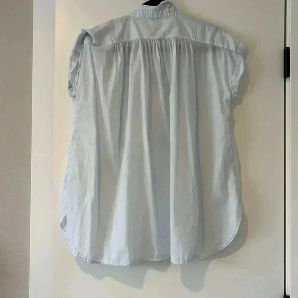 Aerie light and breezy light blue size medium short sleeve popover blouse - Picture 4 of 4